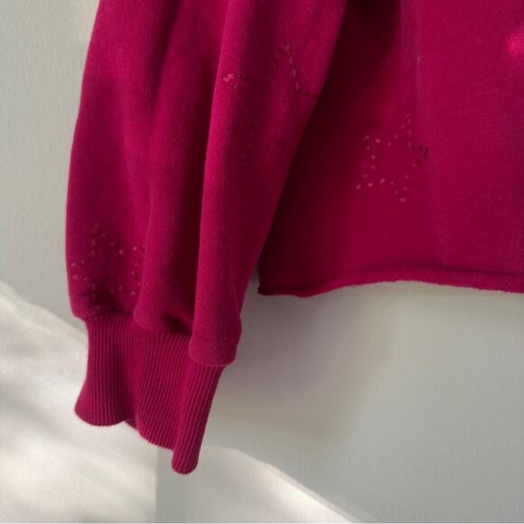 Anthropologie Saturday Sunday Embroidered Star Hoodie Cropped Drawstring Hood M - Picture 7 of 11